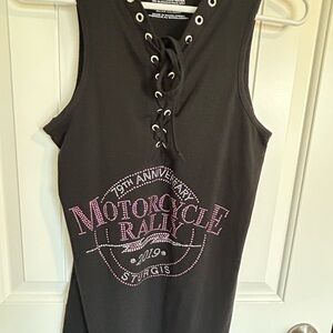Sturgis Women's Black Lace-Up Tank Top